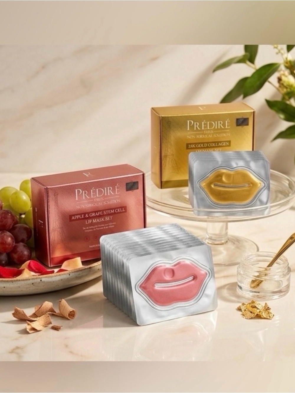 Predire Lip Mask Bundle 24K Gold Collagen/Stem Cell Set (20 total) ~ retail $800